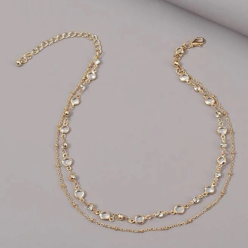 Transparent Rhinestones Layered Necklace - Picture 2 of 3